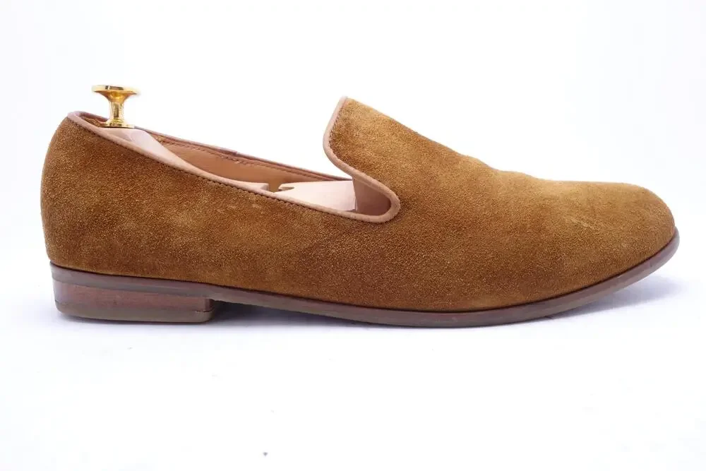Duke + Dexter Shoes Mens Size 12 Brown Suede Loafers Slip On Handmade UK